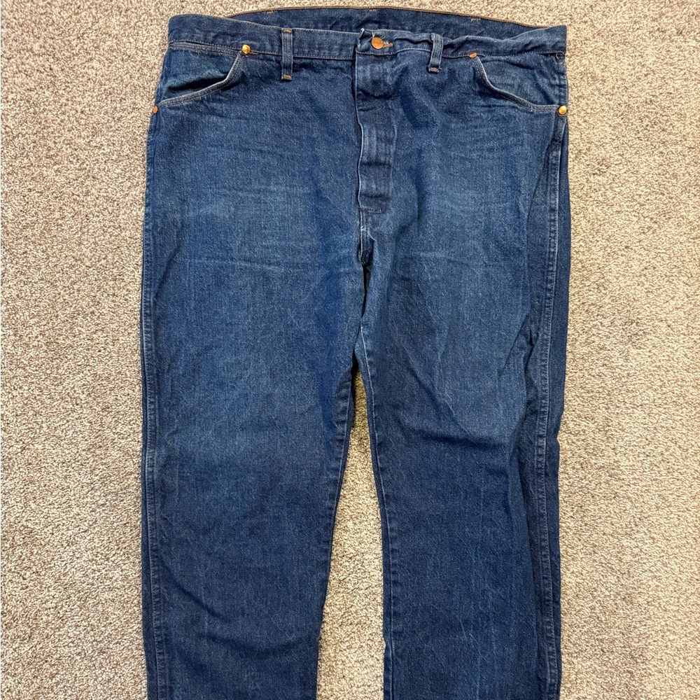 Wrangler Jeans 44x32 Blue Dark VTG 70s Cowboy Cut 13MWZ USA Made Western Scovill